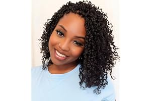 Aksice Pre-looped Yanky Twist Crochet Hair 8 Inch 8 Packs Bohemian Passion Twist Spring Mini Twist Crochet Hair for Black Women Boho Crochet Braids Synthetic (1B#)