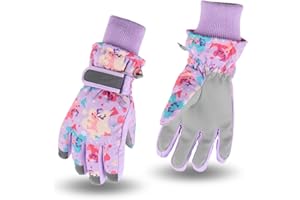 Waterproof Winter Kids Gloves Cartoon Boys Girls Snow Mittens Warm Outdoor Ski Gloves with Fleece Lining