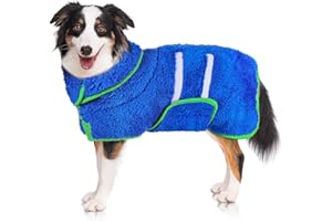HEDGEINK Super Soft Dog Robe - Quick Drying Towel for Dogs, Adjustable After Bath, Large, Robe and Towel in One