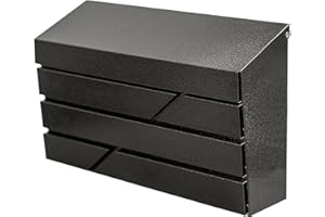 YOOBOX Wall Mount Mailbox for House Outside, Large Capacity Mailbox Drop Box, Galvanized Steel and Rust-Proof Metal Post Box, 15.74"x9.84"x4.33", Black-Gold, MD065
