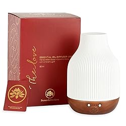 Essential Oil Diffuser Lamp, White Ceramic + Brown