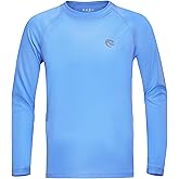 Boys UPF 50+ Swim Shirt Long Sleeve, 1 or 2 Pack UV Sun Protection Rash Guard, Youth Kids SPF Water Shirts for Beach Surf