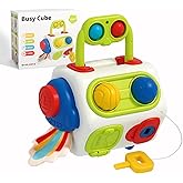 Busy Cube Travel Toy for Toddlers, Fine Motor Montessori Activity Toy | No Batteries Required, BPA-Free, CPC Certified, for Car Seat &amp; Airplane, Quiet Travel Toy