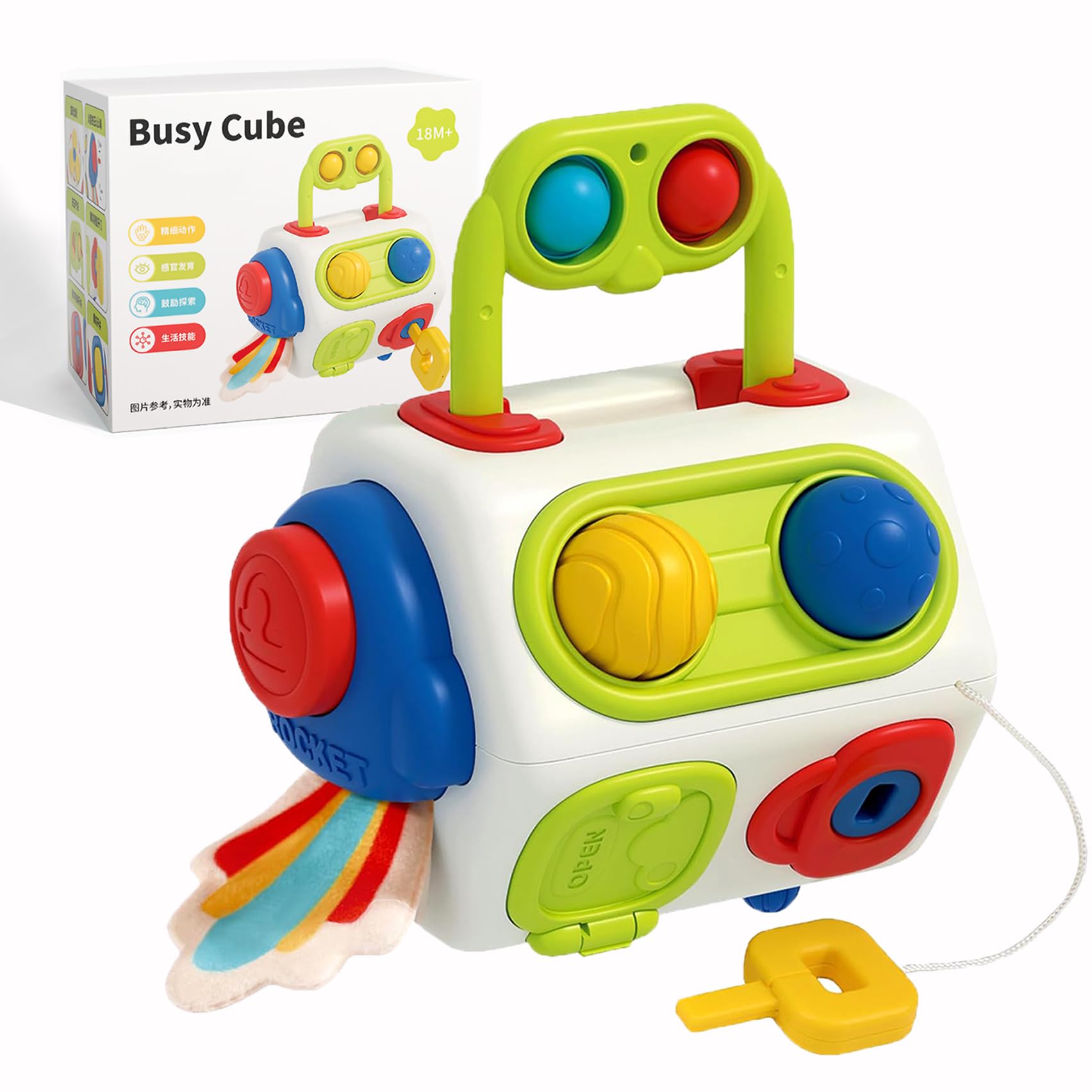 Photo 1 of Busy Cube for Toddlers 1 Years Old, Montessori Toys for 1 Year Old - Ideal Gifts for 1 Year Old Boys Girls - Airplane Plane Car Travel Toys for 6 to 18 Months Toddlers Educational Learning Toys