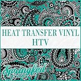 Paisley Pattern #1 in Black & Turquoise Heat Transfer Vinyl 12