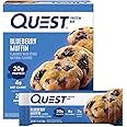 Quest Nutrition Blueberry Muffin Protein Bars, 20g Protein, 5g Net Carbs, 2g Sugar, Gluten Free, Keto Friendly, 4 Count