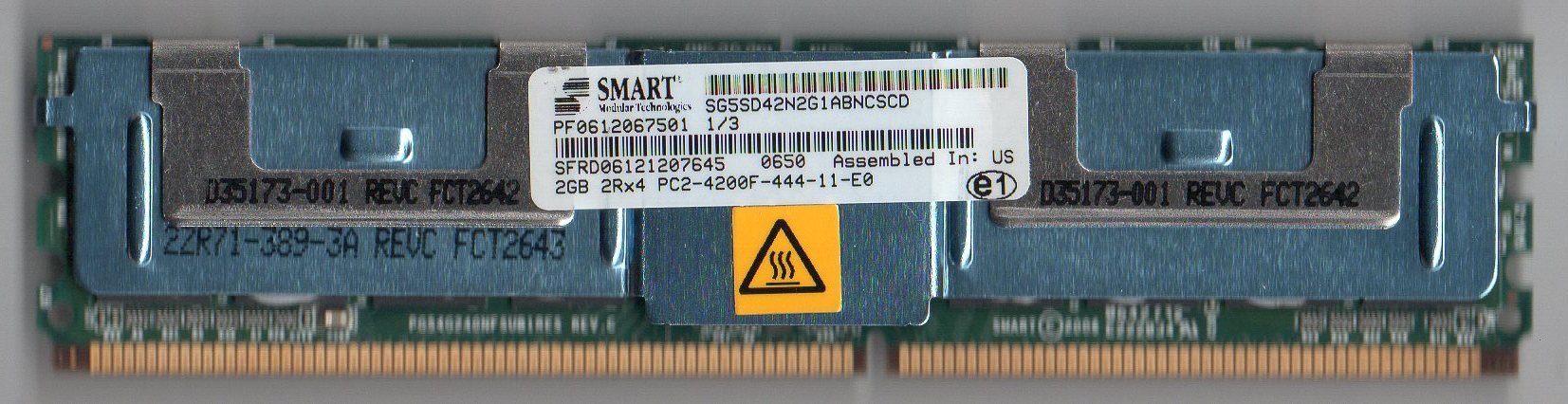 SMART MODULAR SG5SD42N2G1ABNCSCD PC2-4200F DDR2 533 2GB FBDIMM 2RX4 (FOR SERVER ONLY)