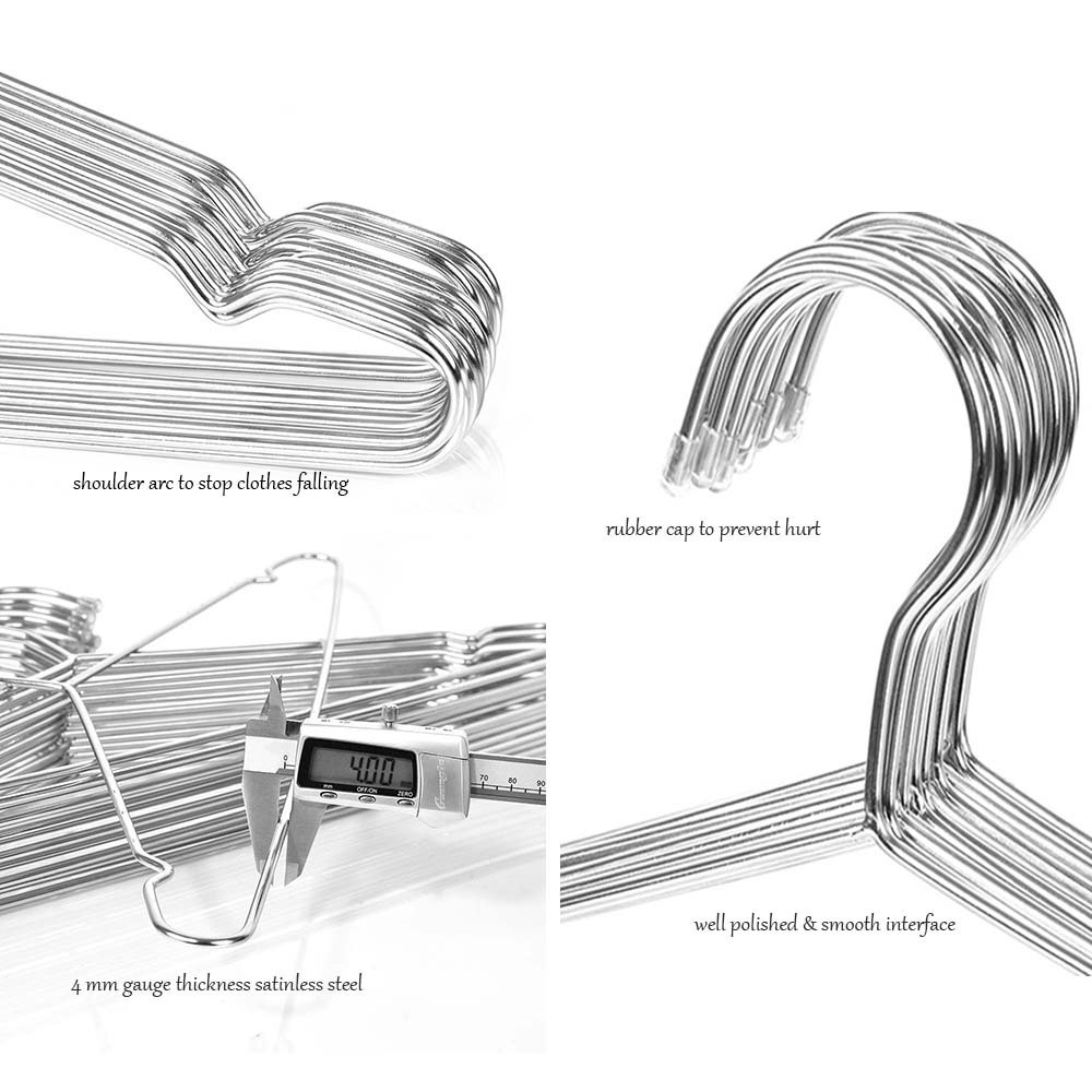 SZUAH 30 Pack Stainless Steel Clothes Hangers，17.7\