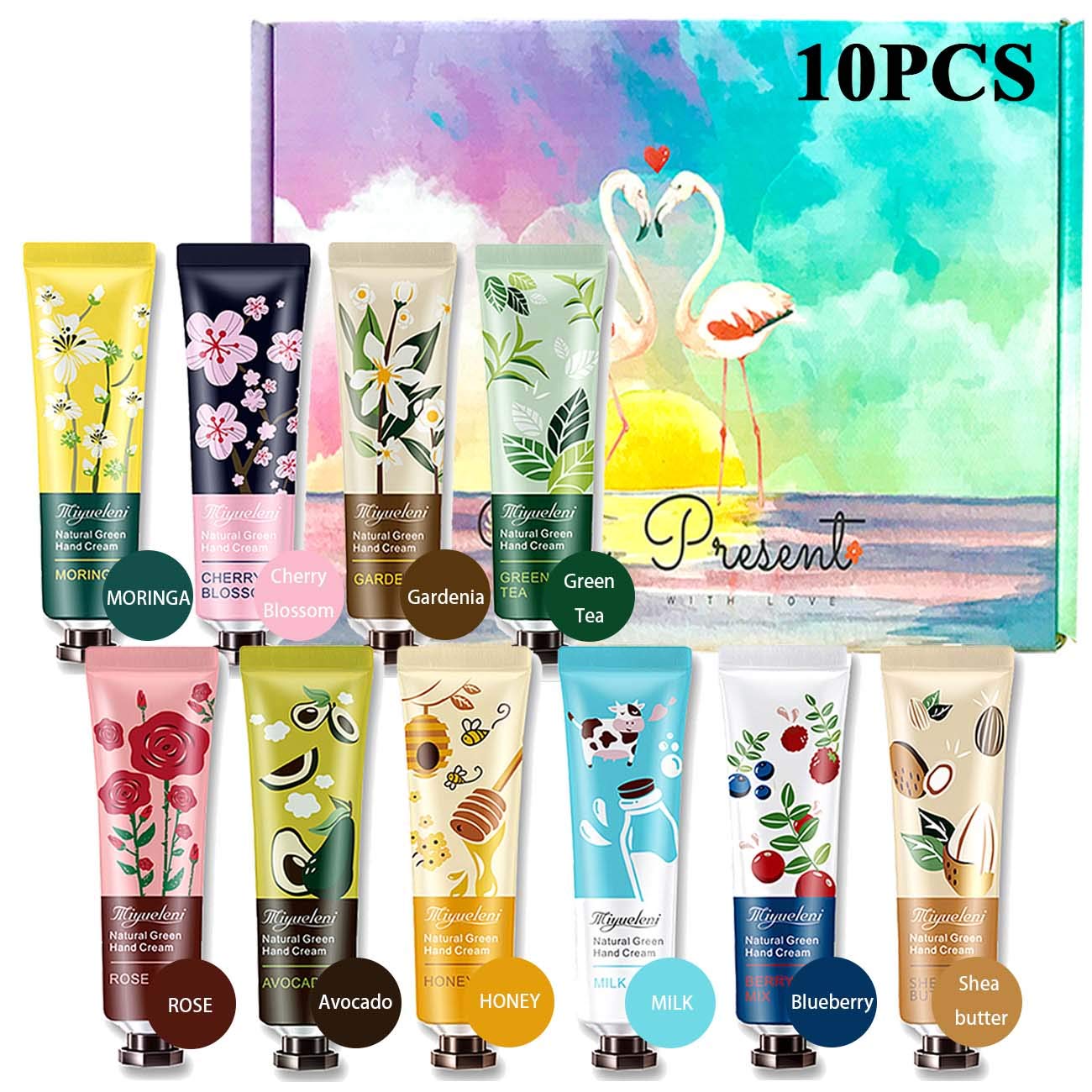 DiriUK Plant Fragrance Hand Cream, 10 x 30ml Mini Hand Cream Gift Set, Daily Moisturising Hand Cream Working Hands, Deeply Hydrating & Nourishing Non-Greasy Natural Aloe And Vitamin E