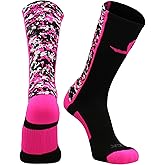 MadSportsstuff Pink Ribbon Breast Cancer Awareness Socks for Football Basketball Digital Camo Crew for Boys Men Youth Adult