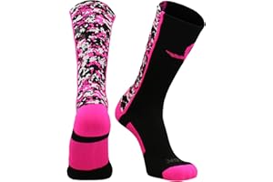 TCK MadSportsstuff Pink Ribbon Breast Cancer Awareness Socks for Football Basketball Digital Camo Crew for Boys Men Youth Adult