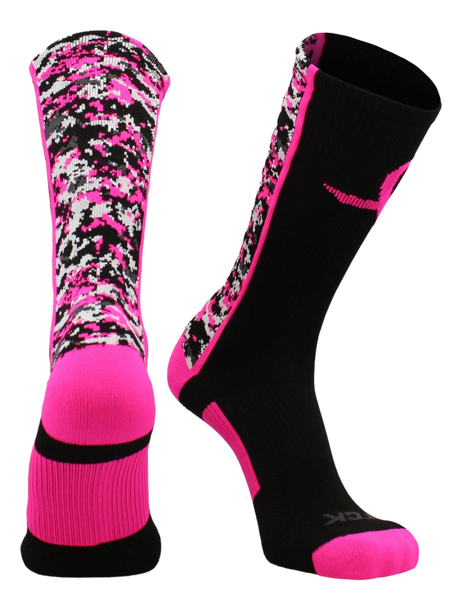 TCK Digital Camo Aware Crew Calcetines (negro/rosa neón, mediano)