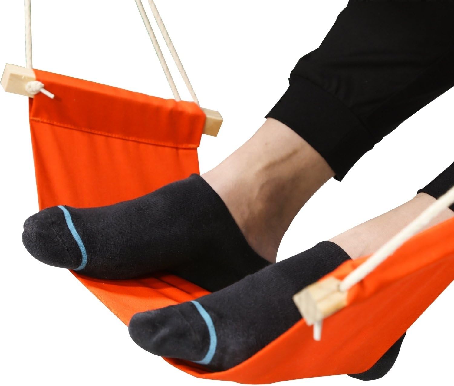 Axlepic Foot Rest, Adjustable Mini Foot Hammock, Portable Desk Foot Stool, Hammock Style Foot Rest for Home and Office Foot Rest Stands Replace Footstools (Orange)