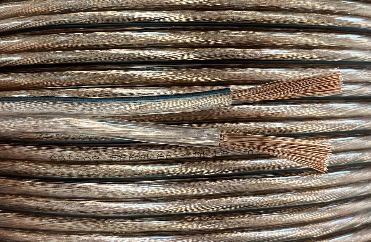 Auline 5m Transparent 2x 3.3mm2 Clear Speaker Cable Wire 105 Strand 12AWG