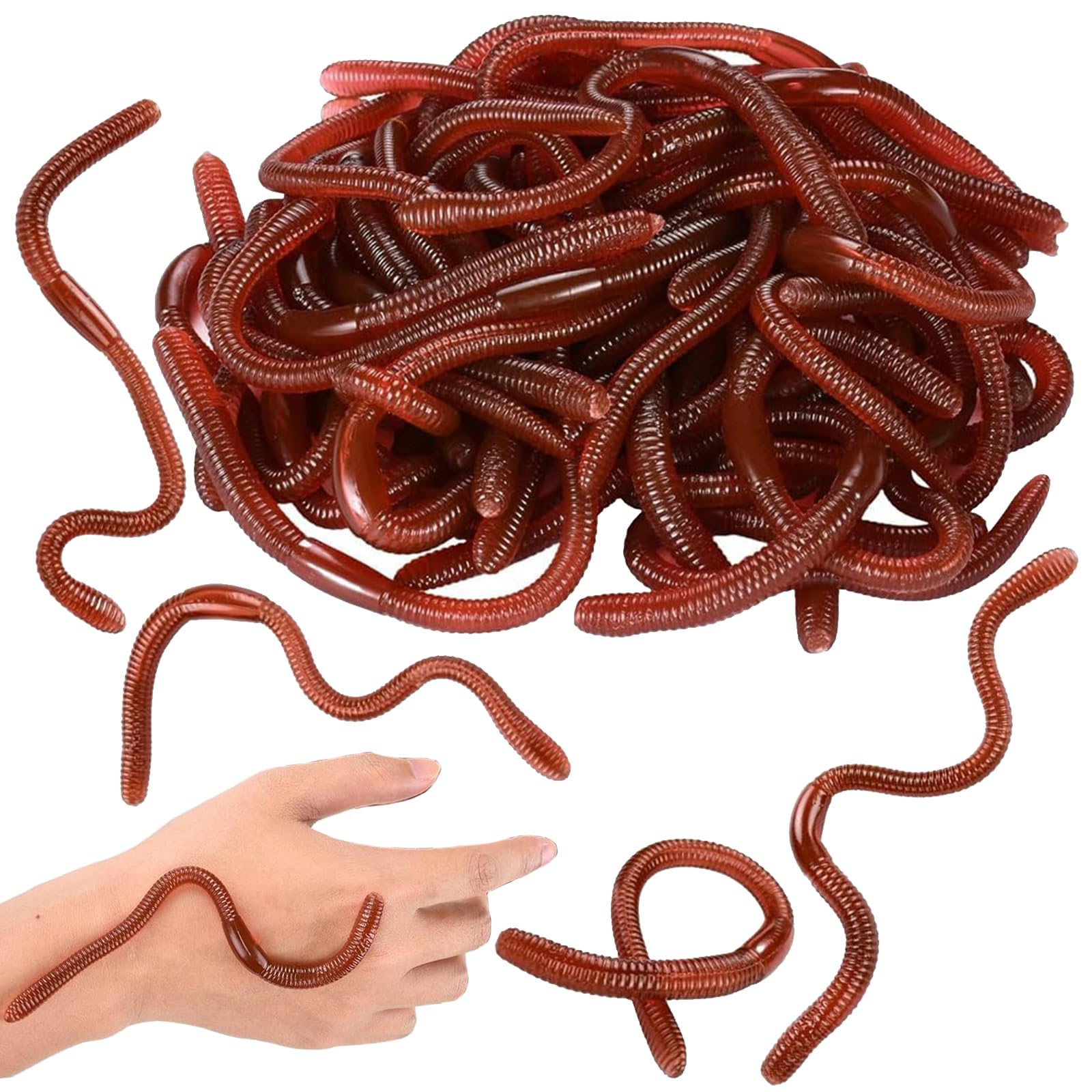 Worms for Children 50 Pieces Toy Worms Stretchy Earthworms Realistic Fake Worms Scary Props Suitable for Prank April Fools' Day Supplies Party Favors Gifts