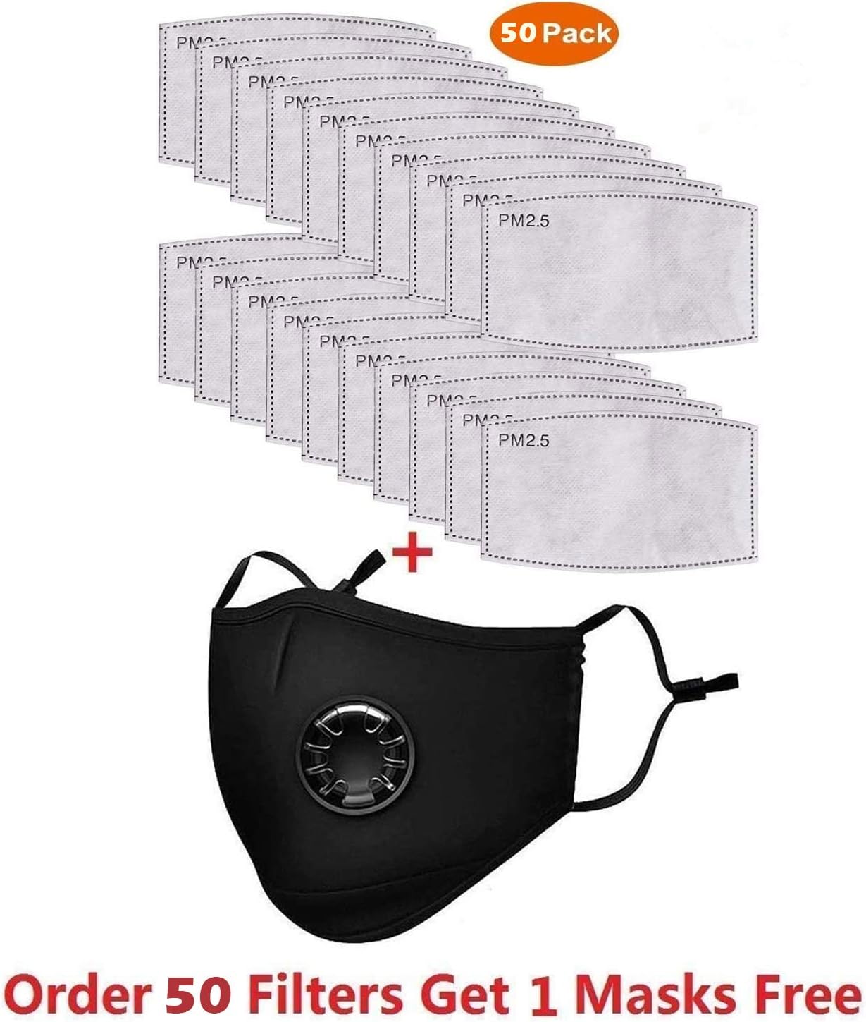 KZKR Activated Carbon Filter Replaceable 51 PCS Set Anti Haze Filter Paper for Mask