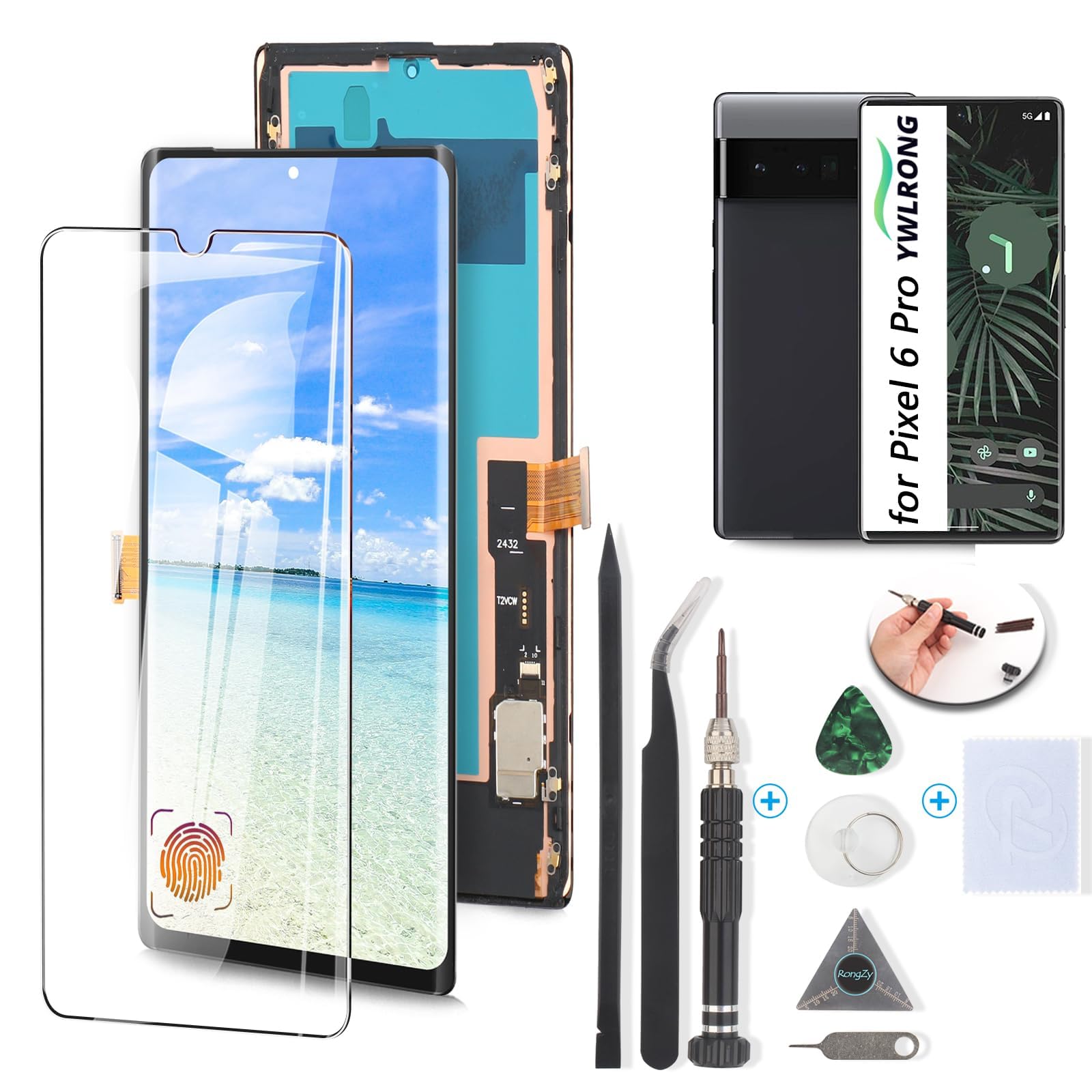 Photo 1 of OLED Screen for Google Pixel 6 Pro Screen Replacement for Google Pixel 6 Pro 5G GLUOG G8VOU LCD Display Touch Screen Digitizer Assembly with Tools?Support Fingerprint?