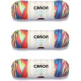 Caron Simply Soft Paints Yarn for Crocheting, Rainbow Brights, 3-Pack | #4 Worsted Yarn, 100% Acrylic, Soft Variegated Yarn for Crocheting, Blankets, Crochet and Knitting, 235yd, 141g/5oz per skein