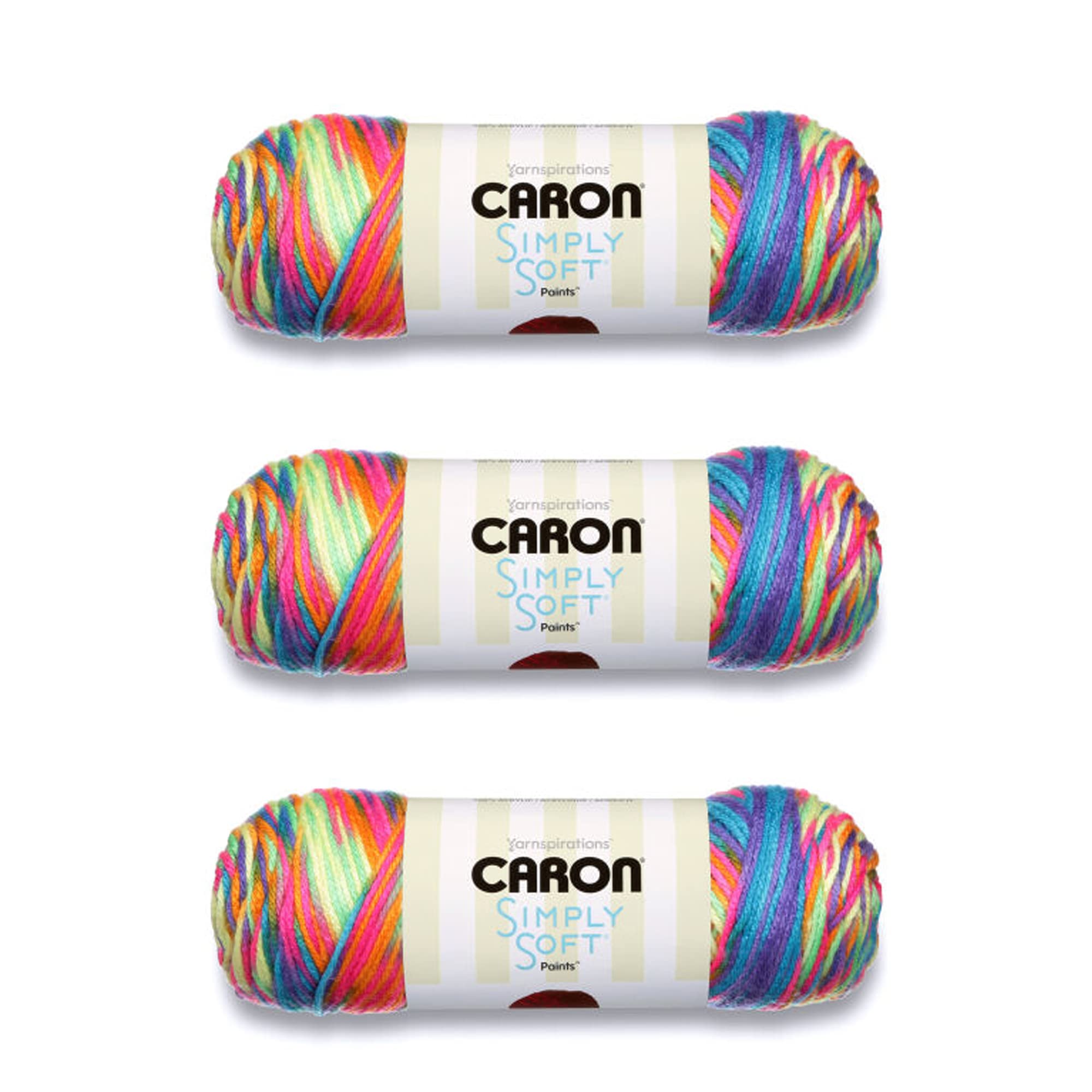 Caron Simply Soft Rainbow Bright Paints Yarn - 3 Pack of 141g/5oz - Acrylic - 4 Medium (Worsted) - 235 Yards - Knitting/Crochet — image 1