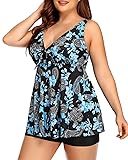 Yonique Two Piece Plus Size Tankini Swimsuits for