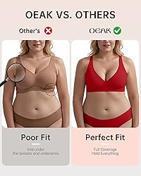 OEAK Womens Deep V Bras Wireless Comfortable Bra