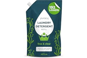 Puracy Laundry Detergent Refill - Enzyme-Powered Liquid Detergent Concentrate, Natural Laundry Detergent Seen on TikTok, Non-Toxic (Free & Clear, 48 fl oz, 192 Loads)