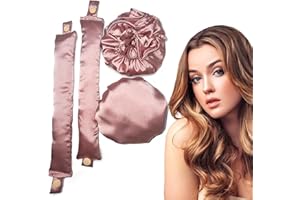 BLINKEEN Satin Heatless Curling Rods and Rollers Set of 2 (4 Pieces), Soft Pillow Headbands for No-Heat Overnight Curls on Al