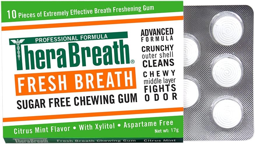 TheraBreath Fresh Breath Chewing Gum with ZINC, Citrus Mint Flavor, 60 Pieces: Health & Personal Care