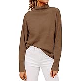 Yousify Womens Ribbed Mock Neck Batwing Sleeve Sweater Loose Knitted Pullover Sweaters Jumper Tops