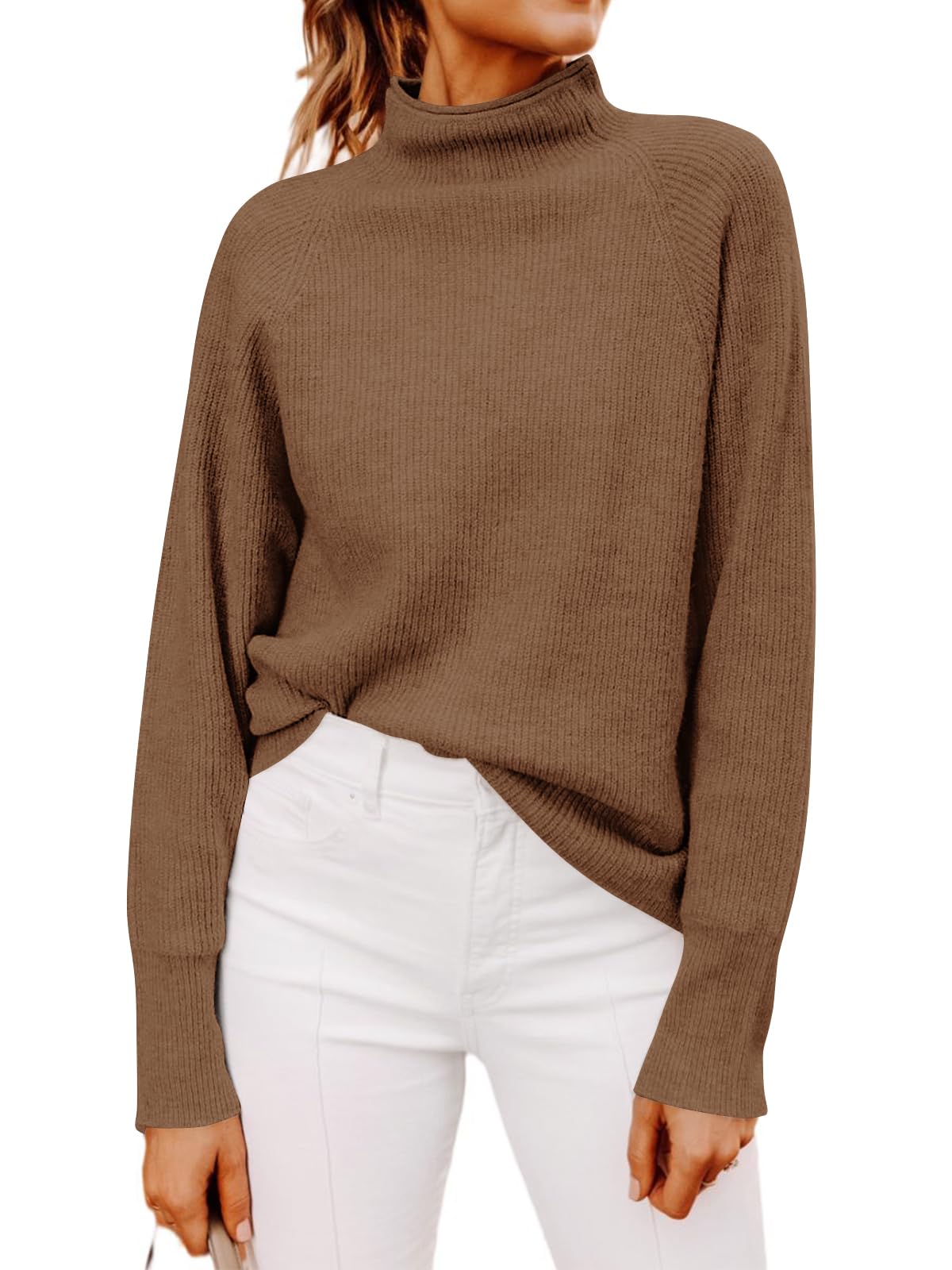 Photo 1 of *MINOR DAMAGE - USED*
Yousify Womens Ribbed Mock Neck Batwing Sleeve Sweater Loose Knitted Pullover Sweaters Jumper Tops, S-M