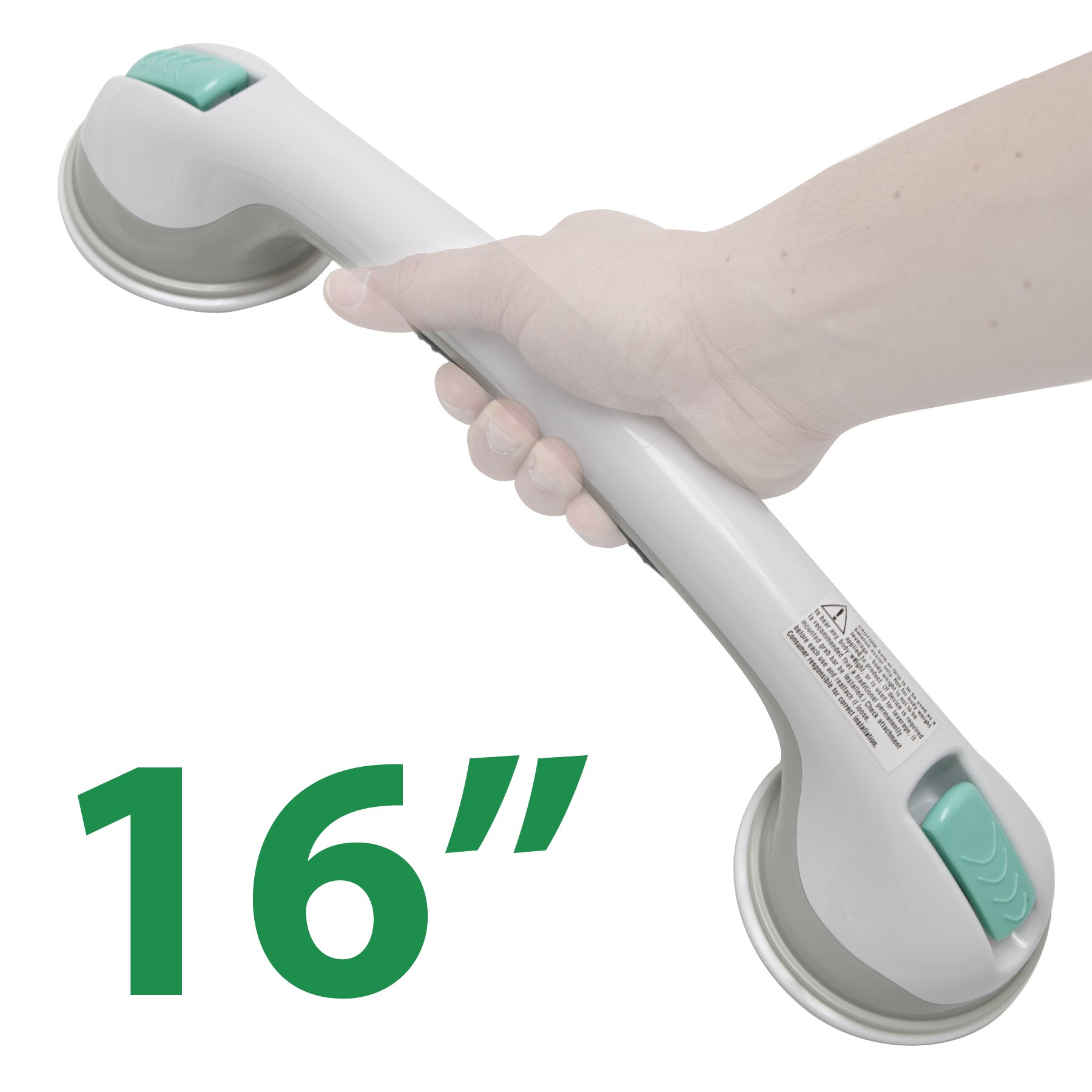 PCP Suction Grip Bathtub and Shower Safety Handle, White, 16 Inch