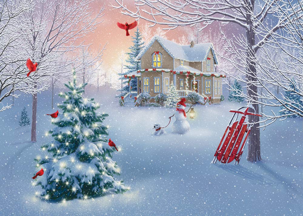 Box Home for Christmas Christmas Cards - 15 Cards / 16 Foil Envelopes