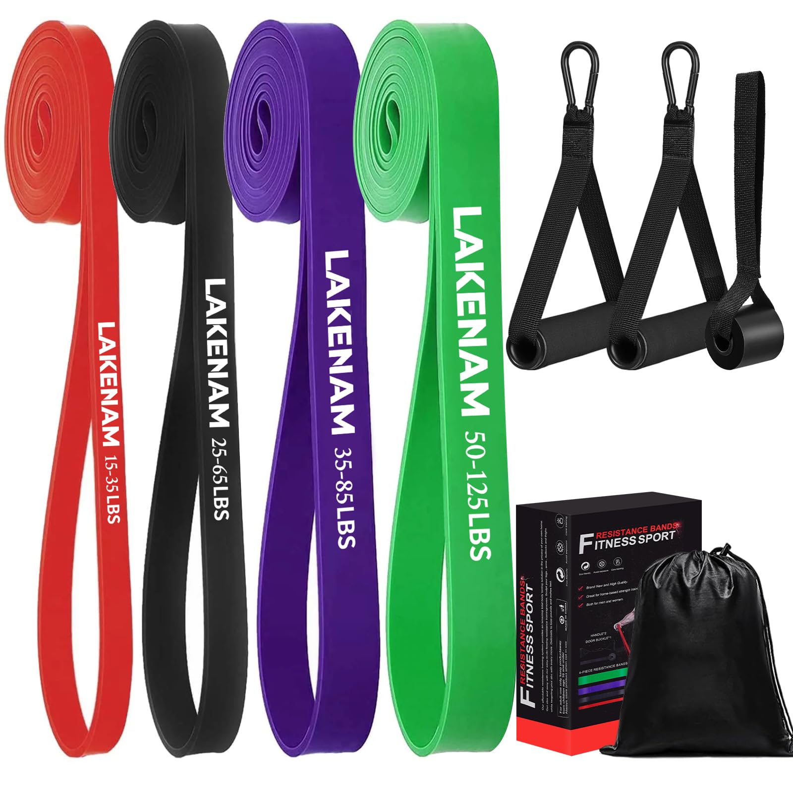 Photo 1 of LAKENAM Resistance Bands Set, Exercise Workout Pull Up Assistance Bands with Door Anchor & Handles, Storage Bag, Muscle Training Straps for Fitness, Working Out, Body Stretching, Physical Therapy