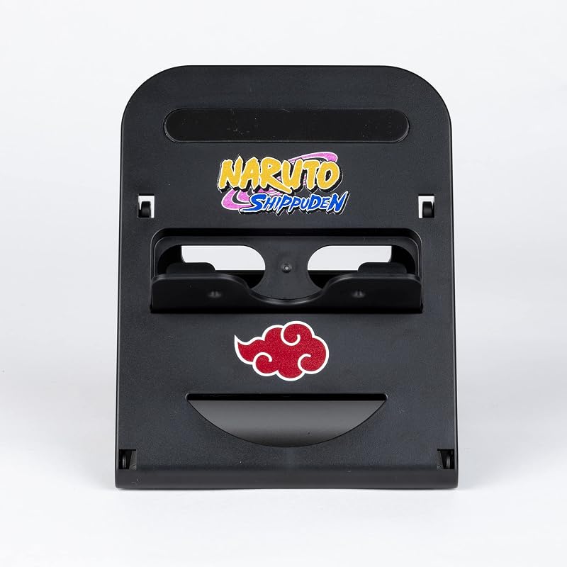 Naruto Shippuden Soporte para Nintendo Switch, Switch 2, Smartphones y tabletas - Posición Ajustable - Diseño Akatsuki - Negro y Rojo