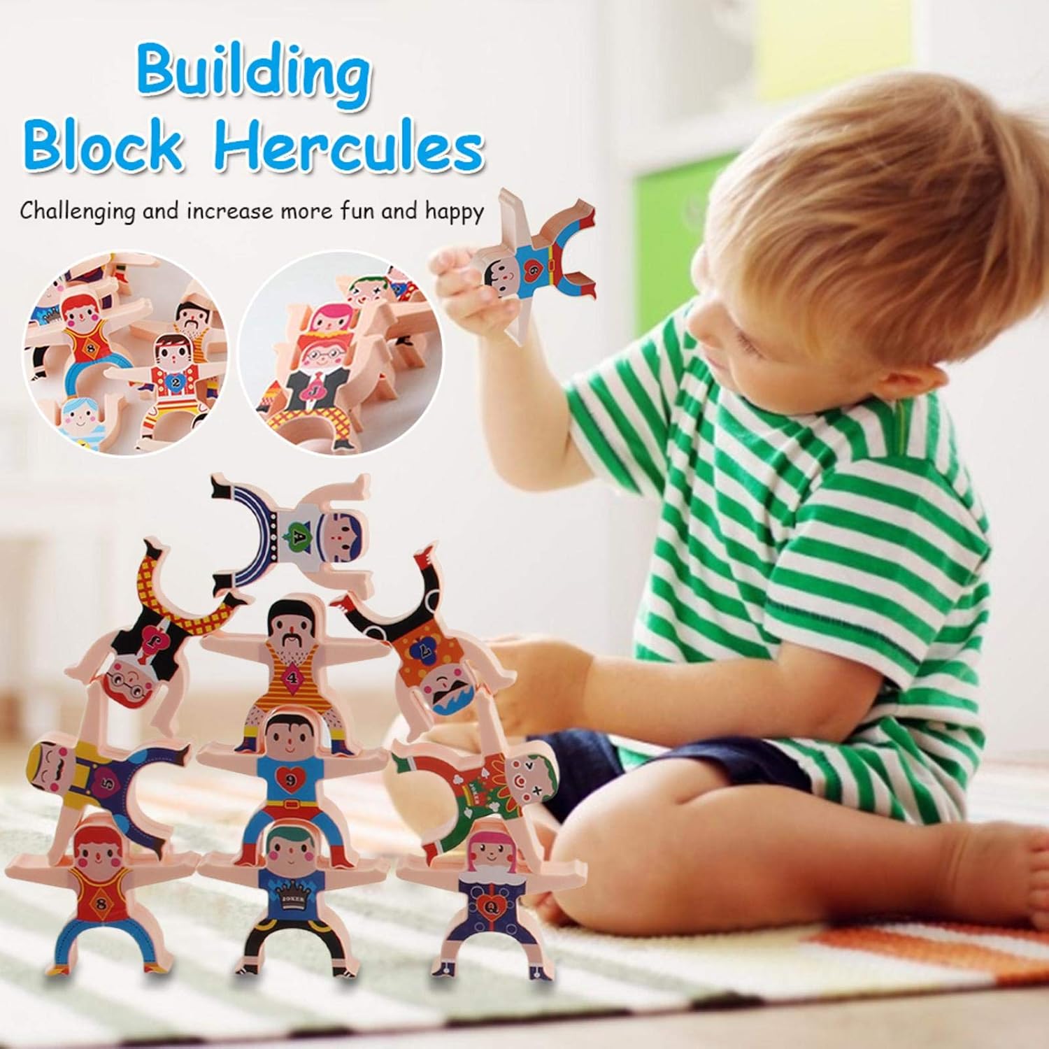16 Pieces De Jeux En Bois A Empiler Hercules Acrobatic People Interlock Toys Balancing Blocks Games Jouets Educatifs Pour Tout Petits Pour 3 4 5 6 Ans Enfants Bebes Adultes Shunfuet Jouets A