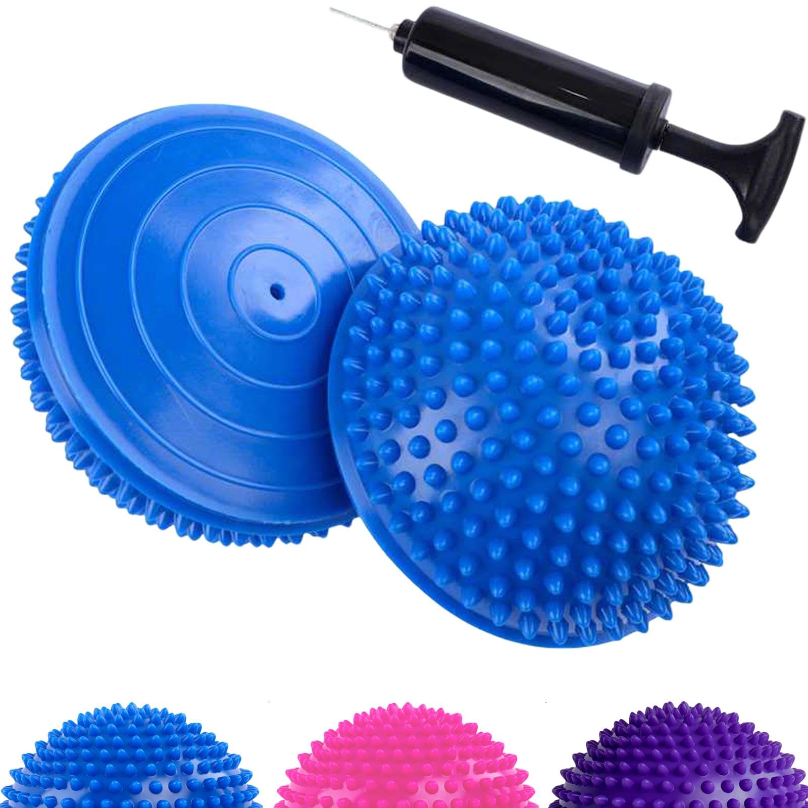 CampTeck U7248 Hedgehog Balance Pods, Half Dome Spiky Balance Balls, Balance Training Equipment with Hand Pump - 2 pack - Blue