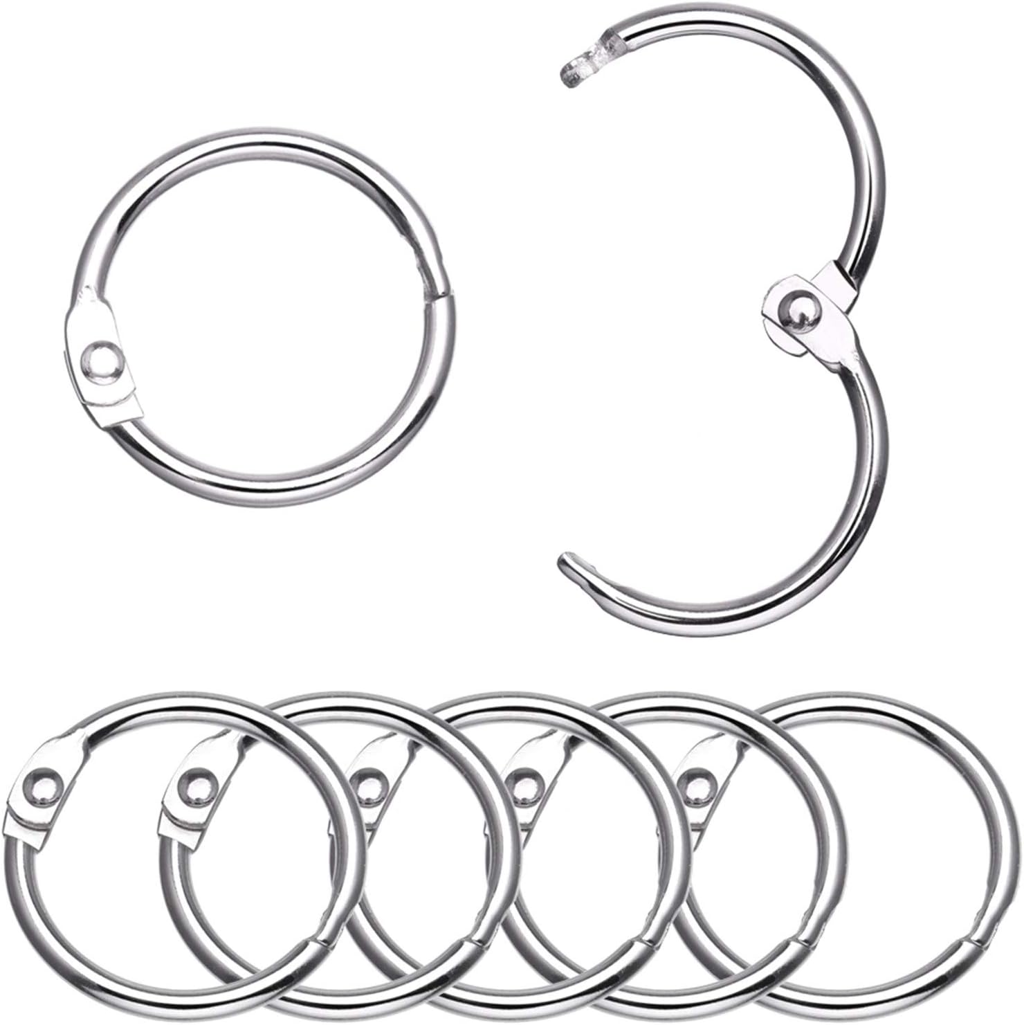 Antner 100 Pieces Loose Leaf Binder Rings, 1" Diameter, Nickel Plated Metal Office Book Rings Key Rings : Office Products