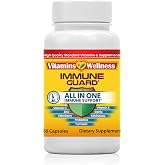 Vitamins Wellness -10 in 1- Made in USA Immune Support Supplement&ndash;Elderberry Immune Guard and Booster with Zinc and Vitamin C, Vitamin B6, Turmeric, Garlic, Echinacea 60 Count/1 Month Supply