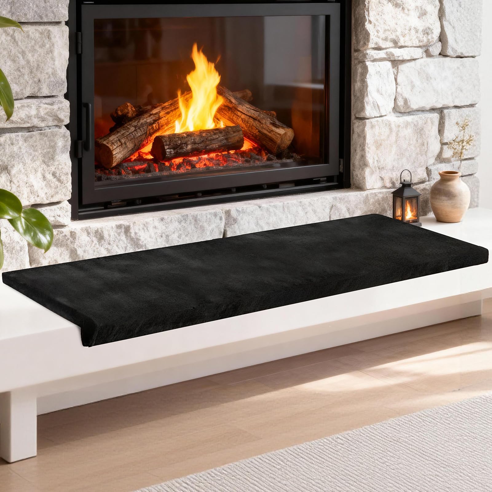 Photo 1 of Fireplace Baby Proofing Mat 72 x 14 Inch Soft Fireplace Cover with Non-Slip Backing, L-Shaped Design for Hearth Protection