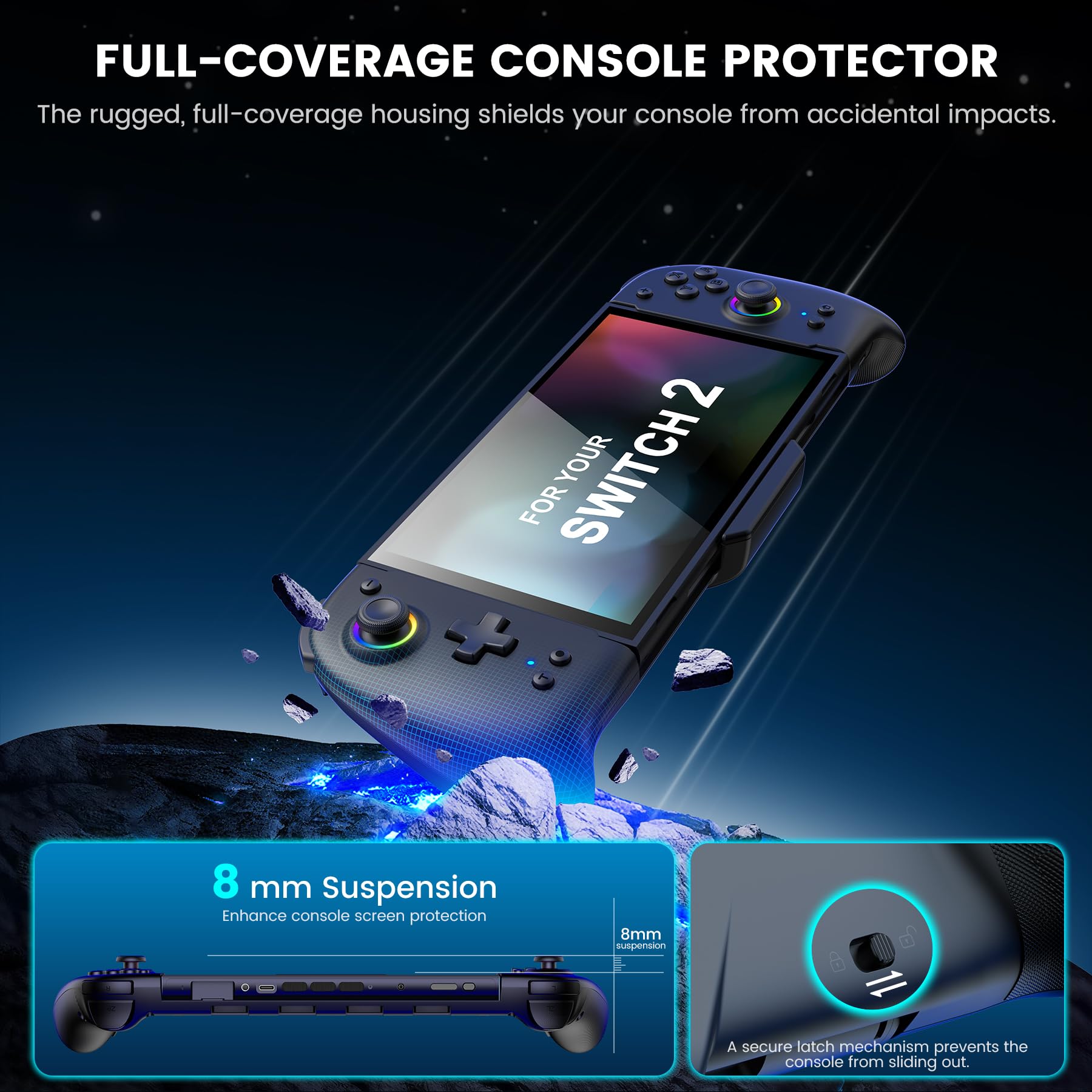 BEBONCOOL GAMING Switch Controller für Nintendo Switch 2, Bluetooth Remote für Handheld-Modus mit 1000mAh, Programmierbare, 6-Achsen-Gyro, Vibration, Turbo Großer Griff Switch 2 Controller 8
