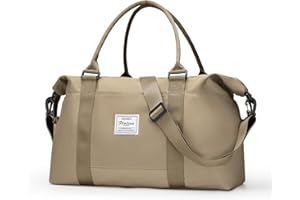 SUNMOP Weekender Bags for Women,Personal Item Travel Bag,Overnight Bag Gym Bag with Wet Pocket & Trolley Sleeve,Carry On Travel Tote Bag Duffel Bag,Khaki