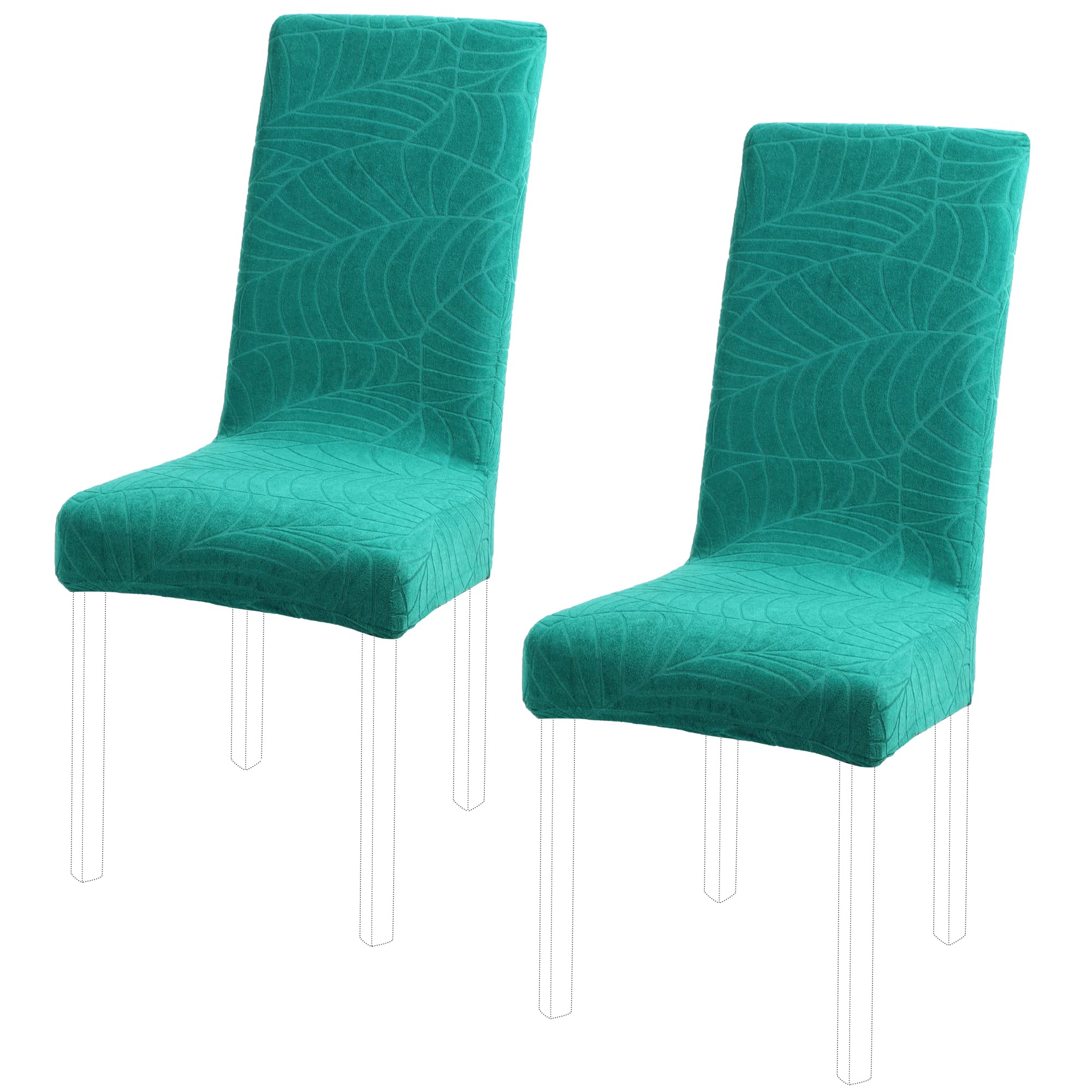 PiccoCasa Stretch Spandex Dining Chair Covers for Dining Chair 2 Pack, Removable Washable Chair Covers for Hotel Party Kitchen Wedding - Teal High Back Chair Seat Slipcovers