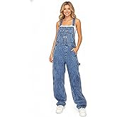 Revolt Women's Juniors Baggy Straight Leg Twill Overalls