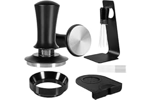 HOMELYLIFE Espresso Accessories Kit 58mm, Coffee Tamper with Spring Loaded Calibration, 316 Stainless WDT Tool with Magnetic Stand and Dosing Funnel Set Fits Espresso Machine Press and 58mm Portafilters