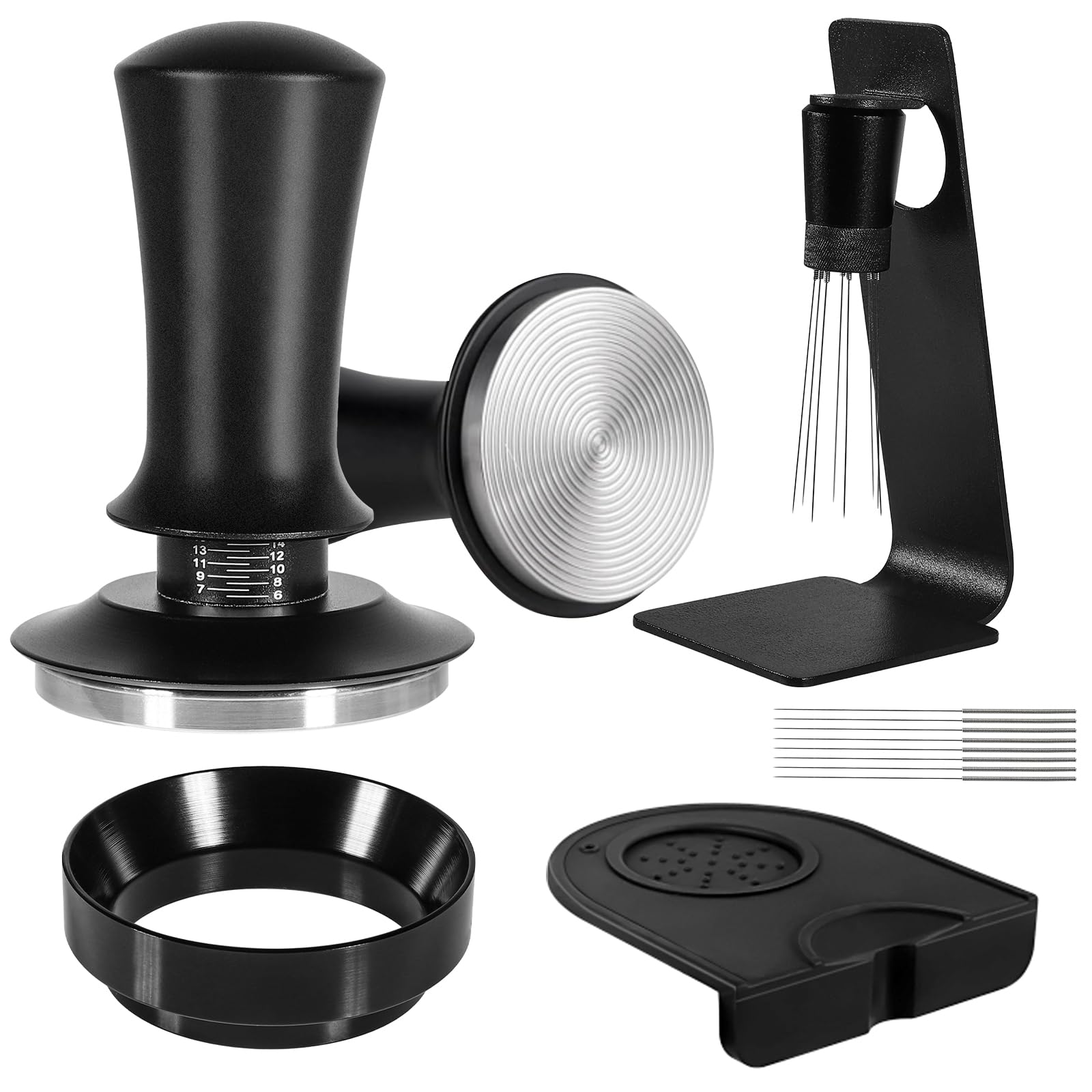 Photo 1 of Espresso Accessories Kit 58mm, Coffee Tamper with Spring Loaded Calibration, 316 Stainless WDT Tool with Magnetic Stand and Dosing Funnel Set Fits Espresso Machine Press and 58mm Portafilters