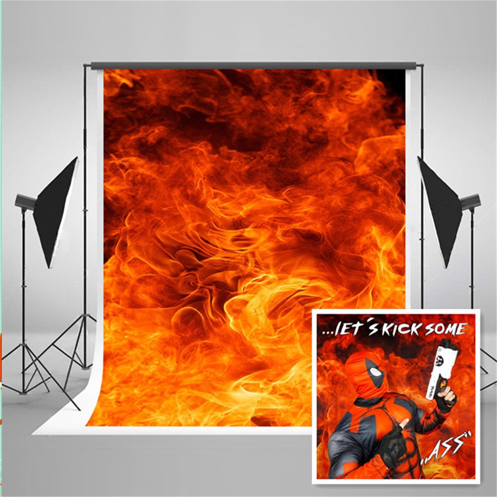 WaW 5x7ft Hot Fire Backdrops Flame Textured Background for Portrait Photography Fireman Party/Stage Decoration