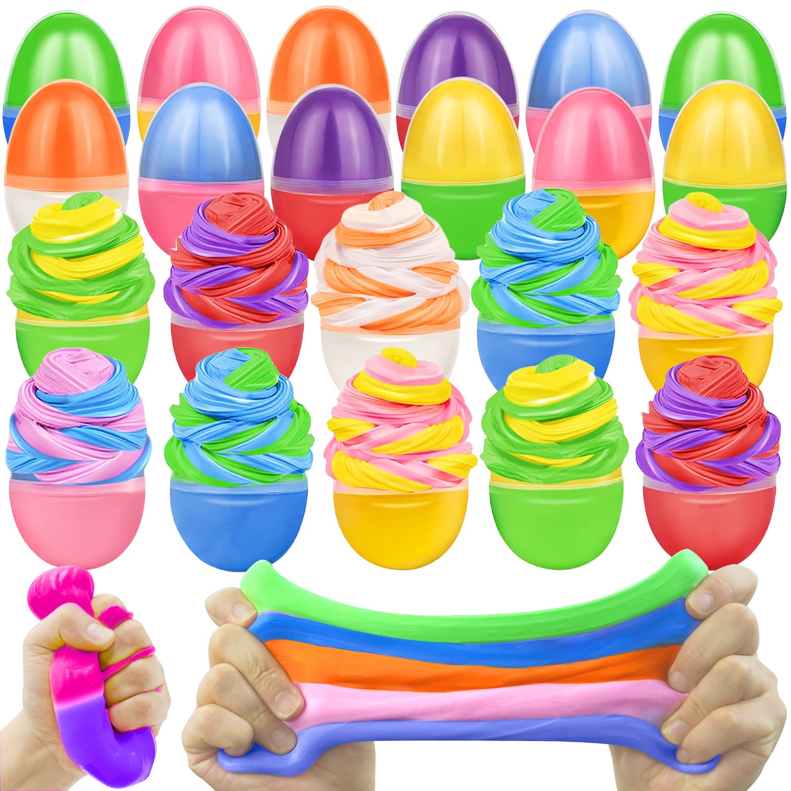 Photo 1 of [ Two Color ] 12 Pack Prefilled Easter Butter Slime Eggs,Slime Easter Egg Fillers Stress Relief Easter Egg Hunt Filling Treats Classroom for Kid Teens Boy Girl Easter Basket Stuffers Party Favor