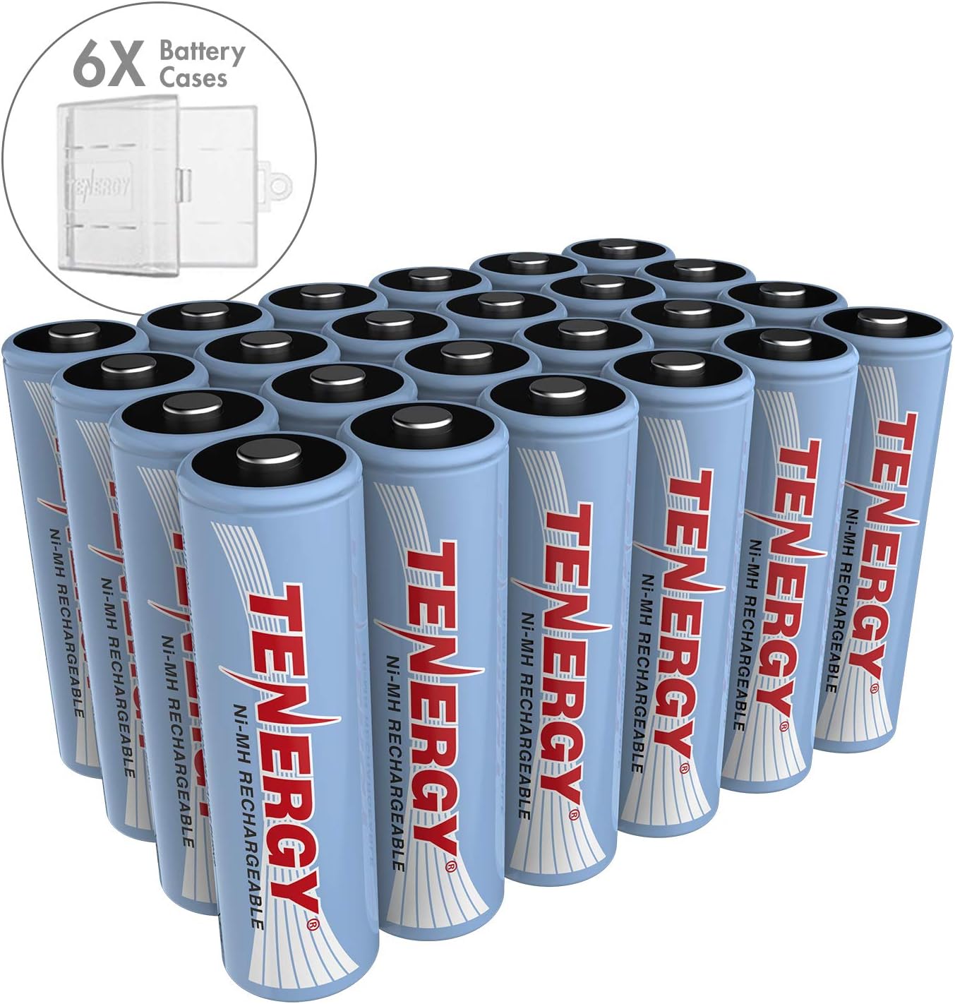 Tenergy NiMH AA, 1.2V AA, High Capacity 2500mAh Double A Cell, 24 Pack w/Bonus 6 Battery Cases: Health & Personal Care