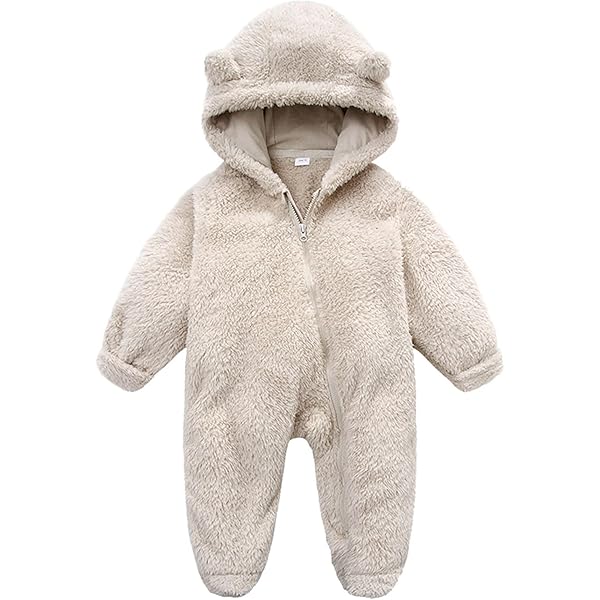 AiWMGL Baby Bear Outfit Suit Newborn Fleece Jumpsuit Romper Hooded Warm Winter Snowsuit Clothes Boy Girl 0-12 Months