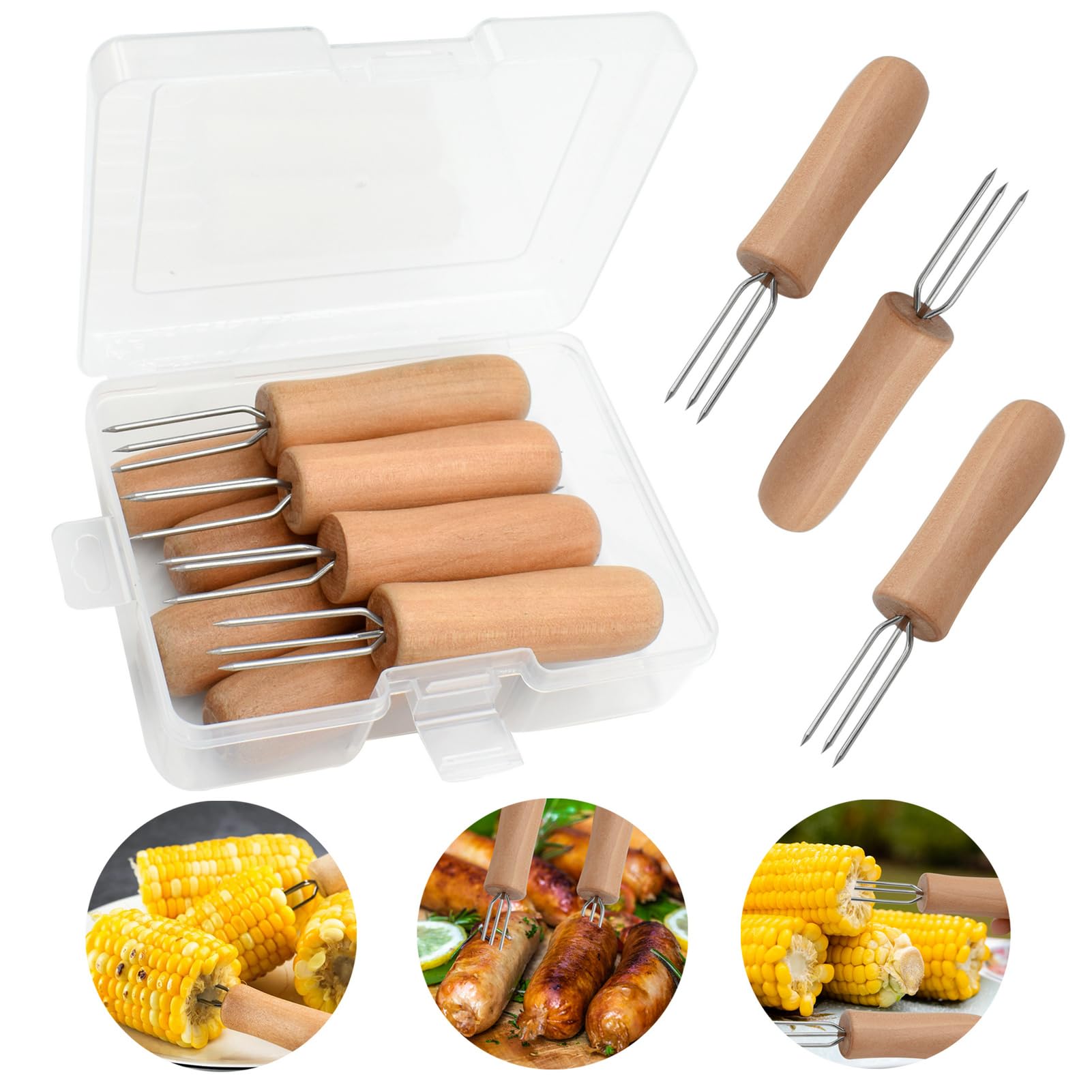 PEOUWNES Stainless Steel Corn Holders - 8 Pack with